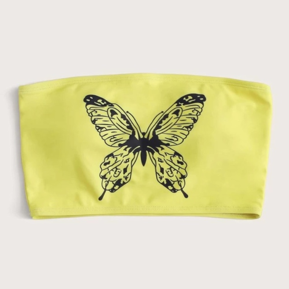 Butterfly Bandeau Padded W/ Can Be removed Tube Top Swimsuit